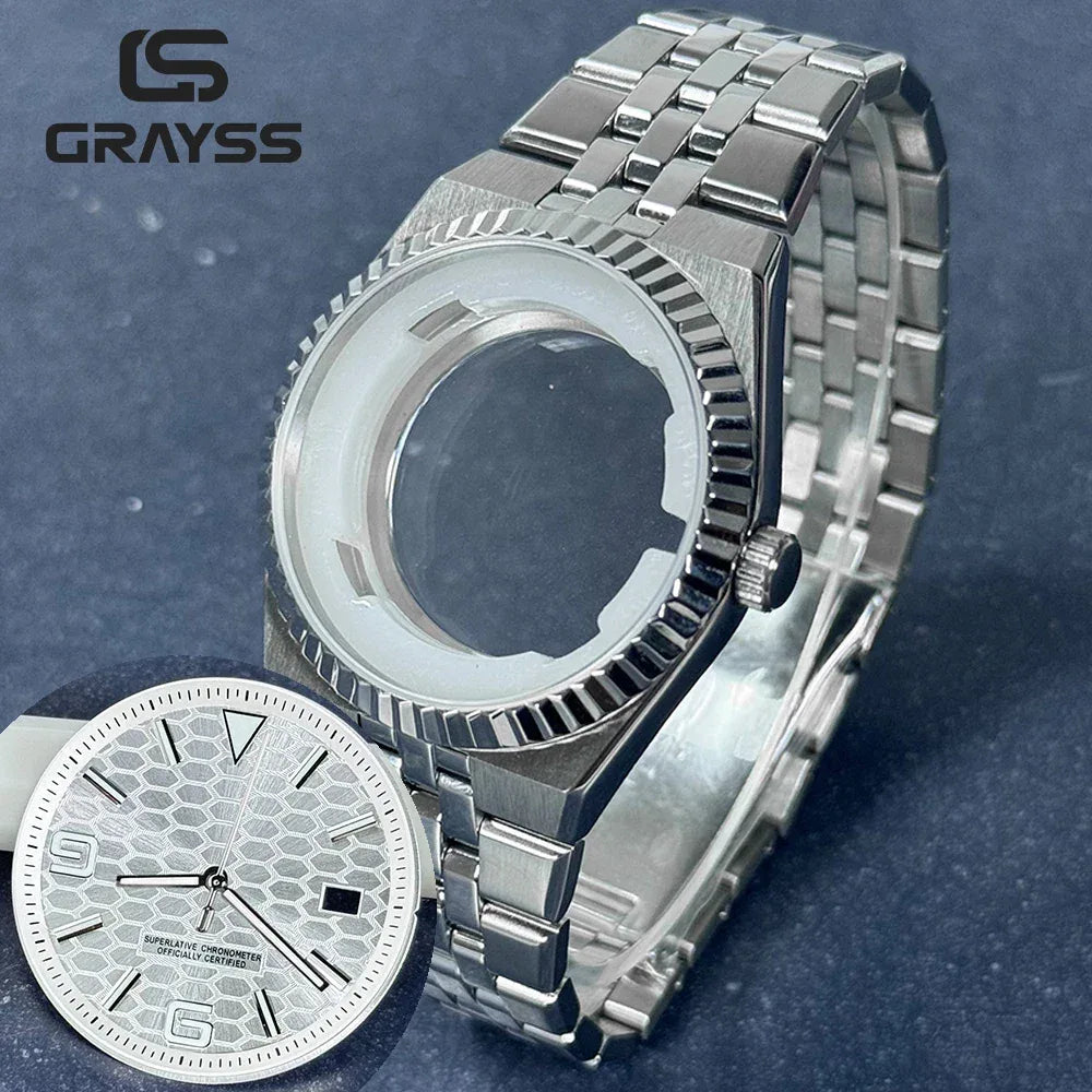 40mm Land-Dweller Watch Case & Dial Kit | Fits NH35 Miyota 8215 | 316L Stainless Steel Automatic Mechanical Case | Custom Iced Out Watch Base | Caratix - CaratixJewelry